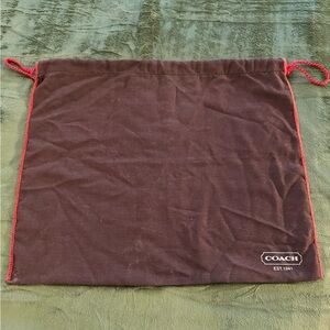 Coach Dark Brown Drawstring Bag with Red Accents